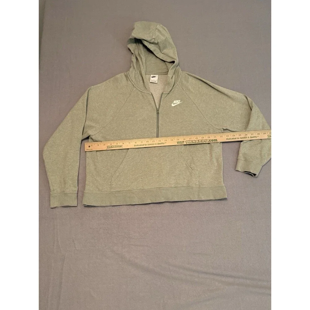 Nike Sweatshirt Women Sm Green Logo Pullover Hoodie Long Sleeve 1/2 Zip Pocket